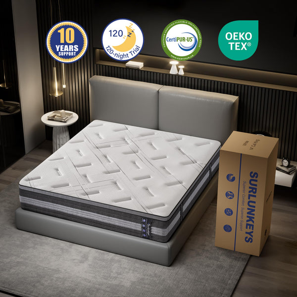 14 Inch Hybrid Mattress – Euro Top, Memory Foam & Pocketed Springs