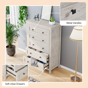 4-Piece Farmhouse Bedroom Dresser Set with Nightstands – Rustic White