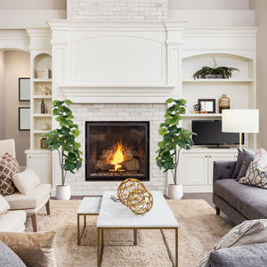Artificial Fiddle Leaf Fig Tree with White Planter