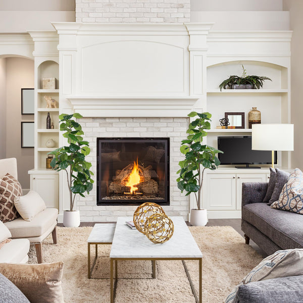 Artificial Fiddle Leaf Fig Tree with White Planter