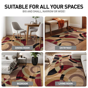 Modern Circles Area Rug 5'3" x 7'3" – Polypropylene, Multi-Color Options