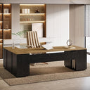 L-Shaped Executive Office Desk with File Drawers & Storage Cabinet