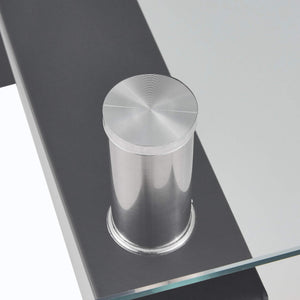 Rectangle Glass Coffee Table with Lower Shelf & Black Metal Legs