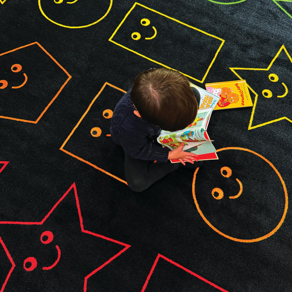 Kids Classroom Rug – Smiley Face Nylon Area Rug, 7'8" x 12'