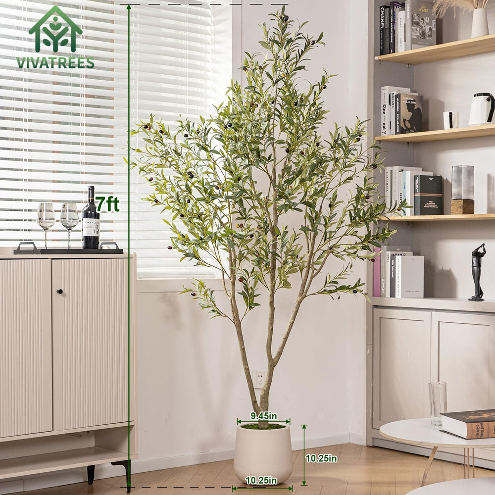 Artificial Olive Tree with White Planter