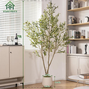 Artificial Olive Tree with White Planter