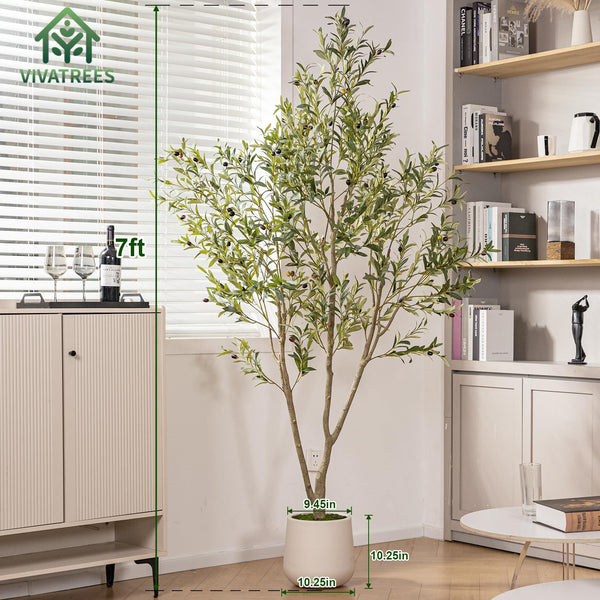 Artificial Olive Tree with White Planter