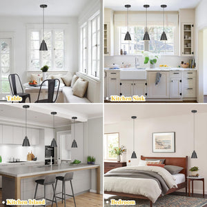 Industrial Pendant Lights 3-Pack – Adjustable Metal Ceiling Fixtures