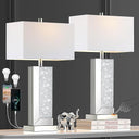 Mirrored Crystal Touch Table Lamps Set of 2 with USB Charging Ports