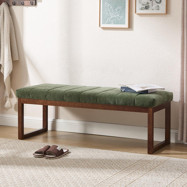 Upholstered Bedroom Bench with Solid Wood Frame