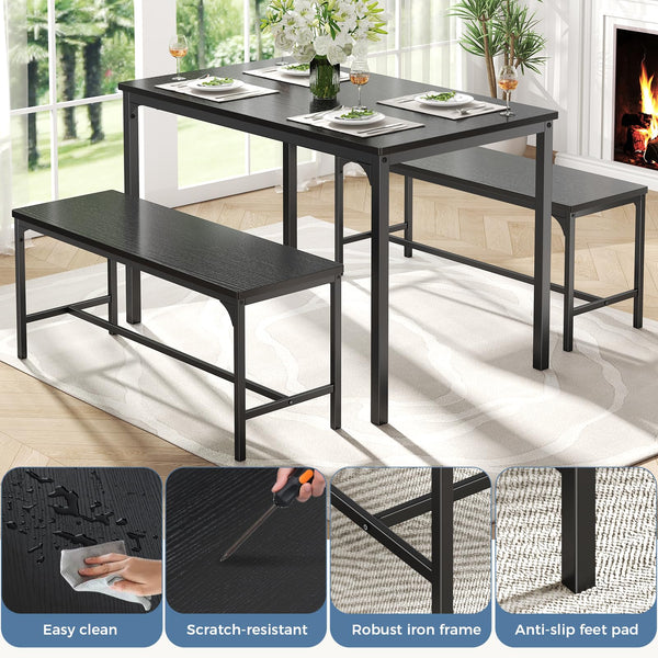 Dining Table Set for 4 with Bench – Space-Saving Kitchen Table Set