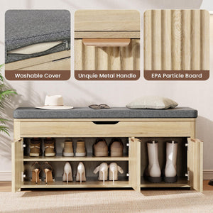 Lift Top Shoe Storage Bench with Cushioned Seat