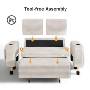 65" Loveseat Sleeper Sofa – 3-in-1 Convertible with Pull-Out Bed