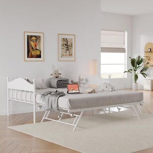 Twin Metal Daybed with Trundle and Headboard