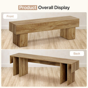 63-Inch Farmhouse Entryway Bench – Engineered Wood, Black & Rustic Brown