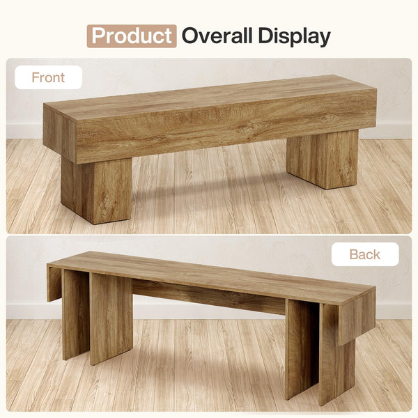 63-Inch Farmhouse Entryway Bench – Engineered Wood, Black & Rustic Brown