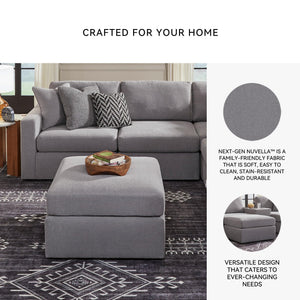 Square Oversized Accent Ottoman – Stain Resistant, Gray