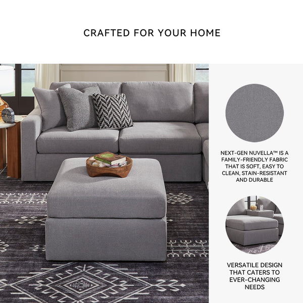 Square Oversized Accent Ottoman – Stain Resistant, Gray