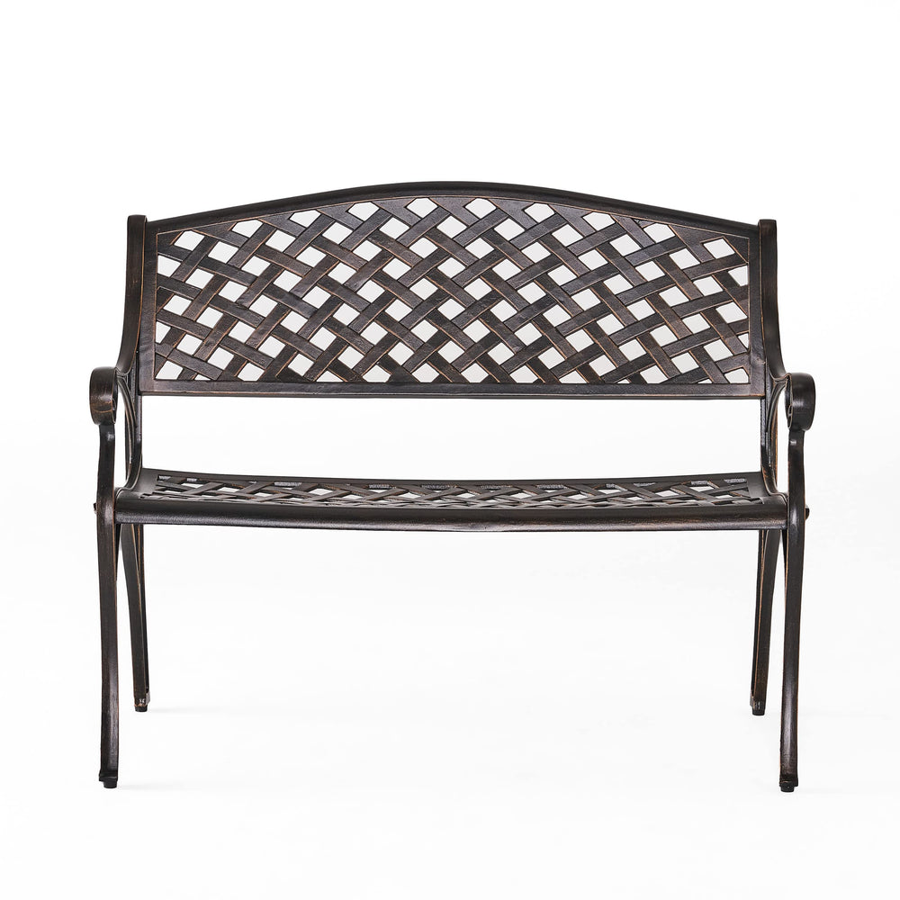 Outdoor Cast Aluminum Bench – Antique Copper