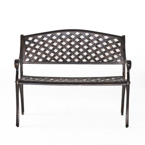 Outdoor Cast Aluminum Bench – Antique Copper