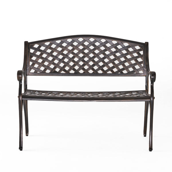 Outdoor Cast Aluminum Bench – Antique Copper