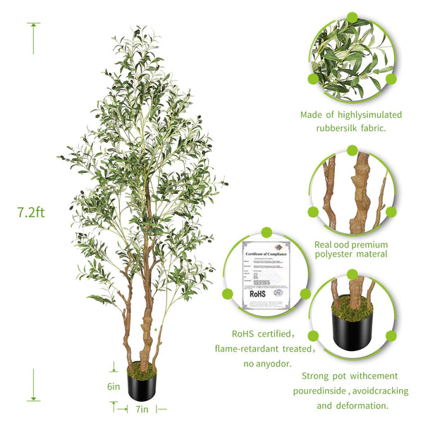 Artificial Olive Tree Indoor Outdoor - Faux Olive Plant with Realistic Leaves, Fruits & Moss Pot