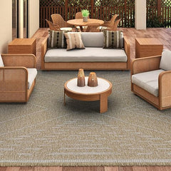 Indoor Outdoor Flatwoven Area Rug – Tribal Diamond Pattern with Fringe