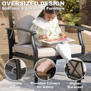 4-Piece Outdoor Patio Conversation Set with High-Back Sofa, Loveseat & Coffee Table