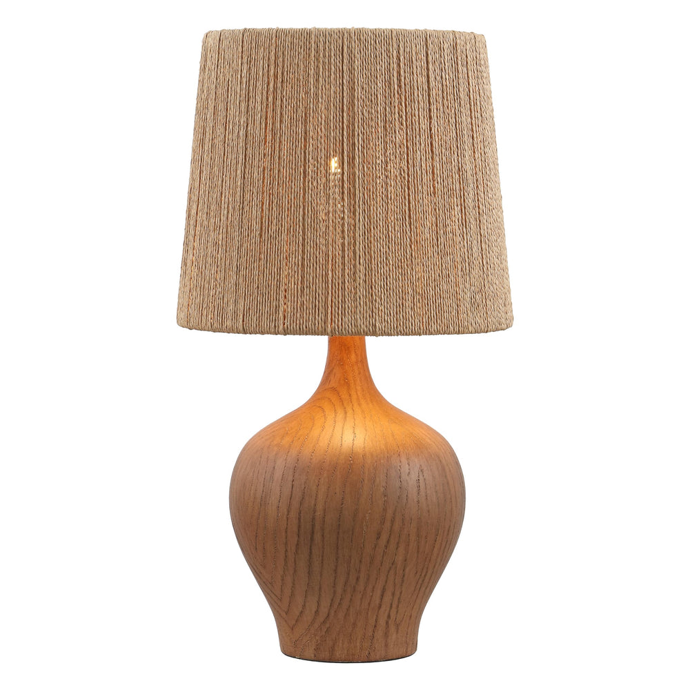 23" Rustic Farmhouse Resin Gourd LED Table Lamp with Paper Rope Shade