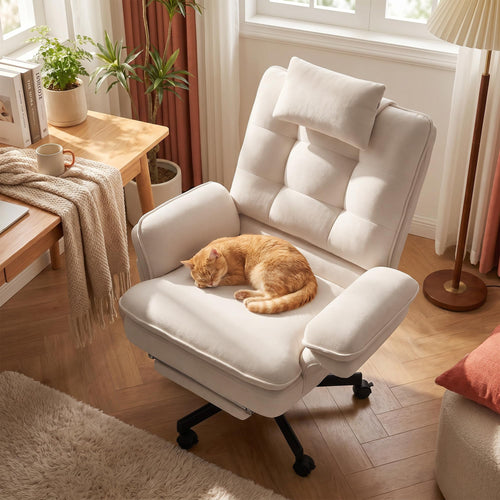 Criss Cross Office Chair with Foot Rest, Reclining Swivel Velvet Chair