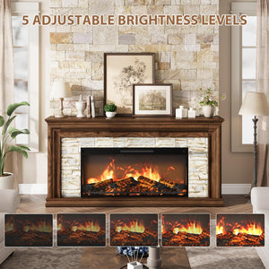 70" Electric Fireplace TV Stand with Mantel & Concealed Storage