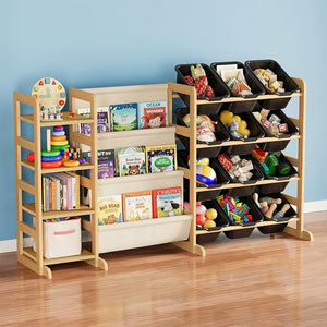3-Tier Kids Toy Storage Organizer with 4 Shelves & 12 Bins