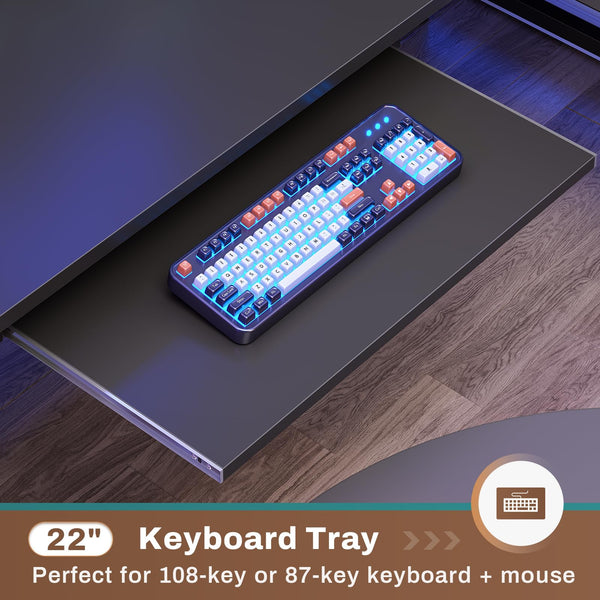 L-Shaped Gaming Desk with Hutch & LED Lights