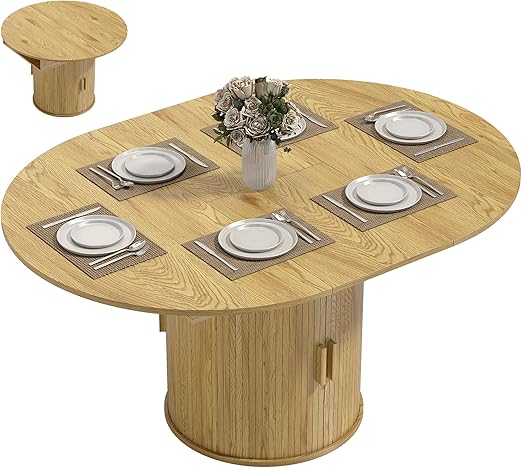 Extendable Dining Table with Storage Pedestal, Seats 4–6