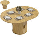 Extendable Round to Oval Dining Table with Storage Pedestal