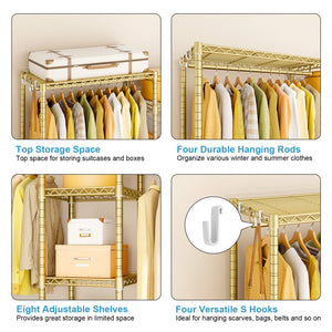 L-Shaped Corner Clothes Rack with Shelves & Hangers