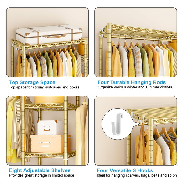 L-Shaped Corner Clothes Rack with Shelves & Hangers