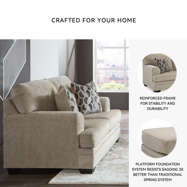 Contemporary Polyester Loveseat with Accent Pillows