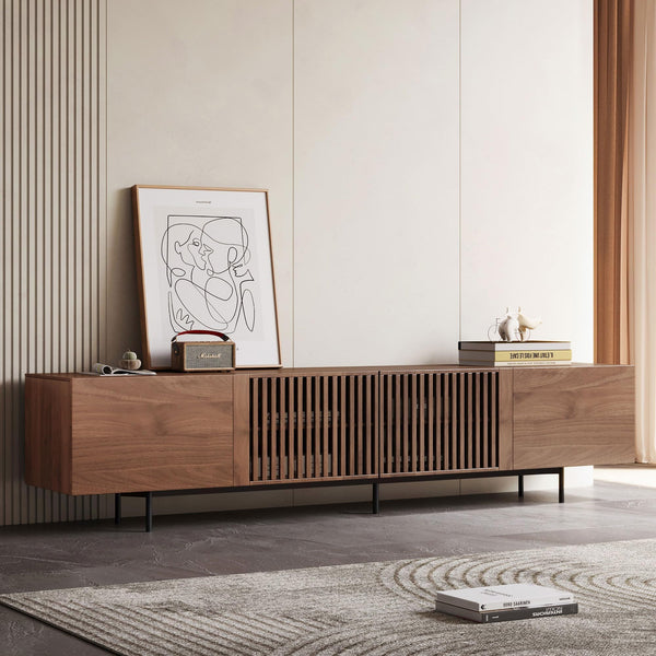 Mid-Century Modern TV Stand with Storage – Fits TVs Up to 80 Inches
