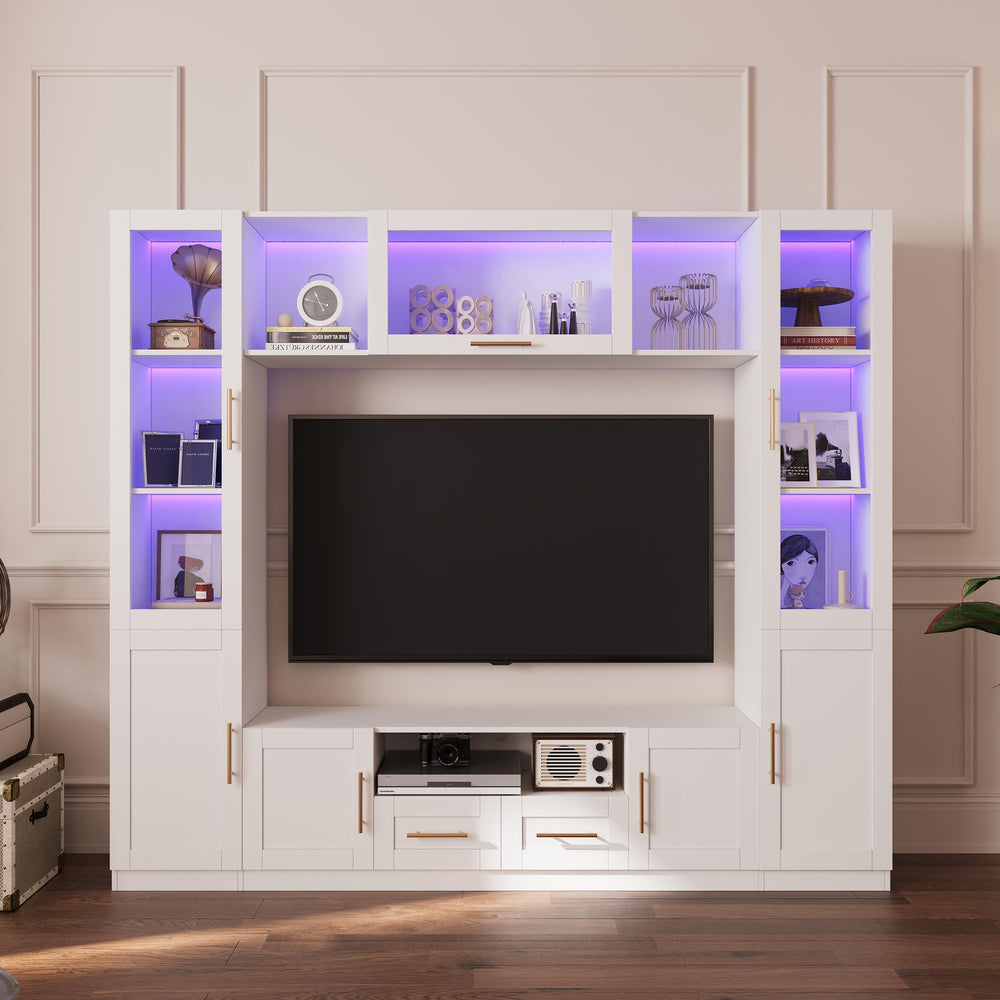 4-Piece Entertainment Center Wall Unit with LED Lights