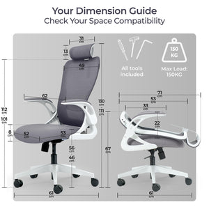 Foldable Ergonomic Mesh Office Chair with Flip-Up Arms