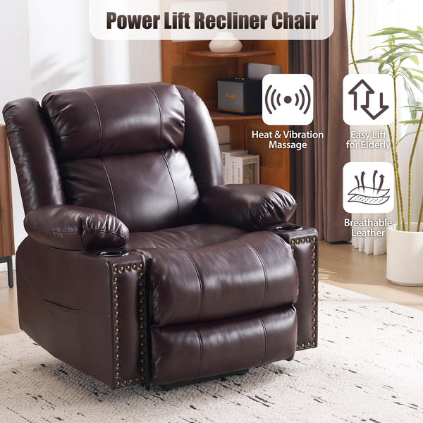 Oversized Power Lift Recliner Chair with Heat & Massage
