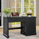 47" Farmhouse Executive Desk with Drawers, File Drawer & Charging Station