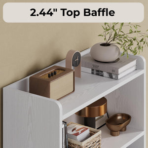 Tall Bookshelf with Doors & Storage – 74.6" White