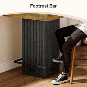 Square Counter Height Bar Table with Metal Footrest