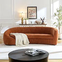 92" Curved 4-Seat Sofa – Green Fabric