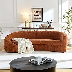 92" Curved 4-Seat Sofa – Green Fabric