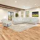 Power Recliner Sectional Sofa with LED Light & Storage Console