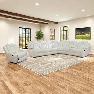 Power Recliner Sectional Sofa with LED Light & Storage Console