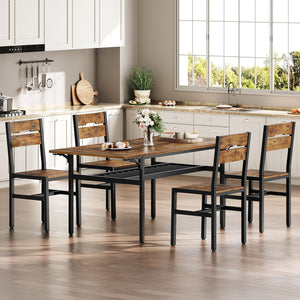 Rustic Farmhouse Dining Chairs with Metal Frame